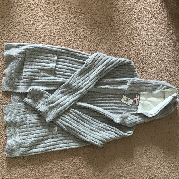 Cozy cardigan with fleece lined hood- light grey - Picture 1 of 3